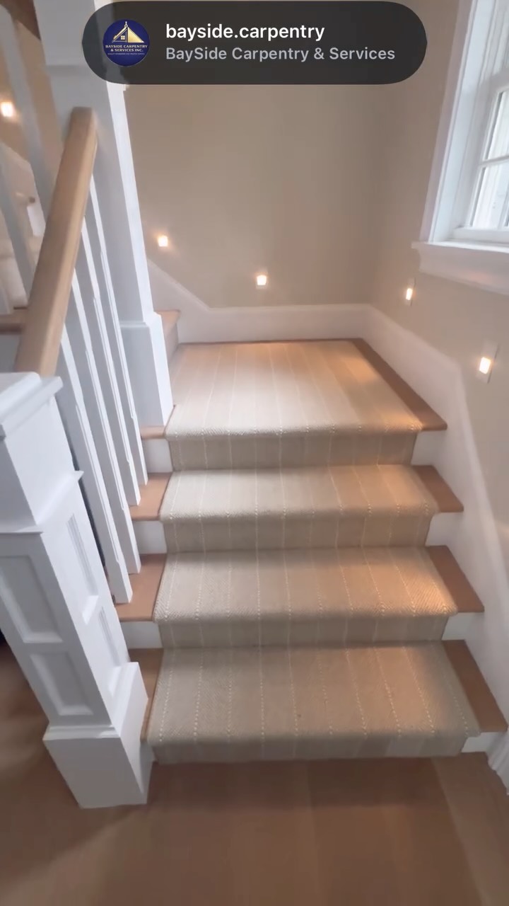 Wood stairs, painted balusters and finish details.